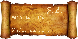 Pászka Lilla névjegykártya